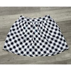 Crown & Ivy Black & White Gingham Checkered Pattern w. Pockets Midi Skirt